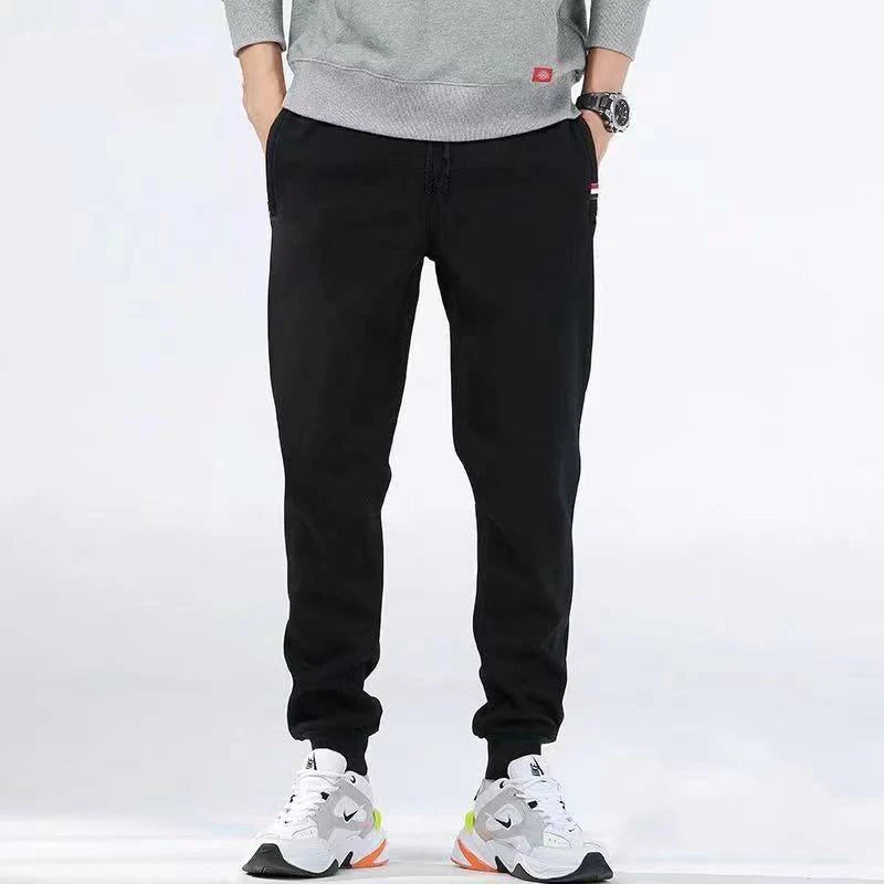 Winter Men's Cotton Tight Track Pants Fleece-Lined Thick Lambskin Knitted Sweatpants Casual Pants Men's Factory Direct Supply