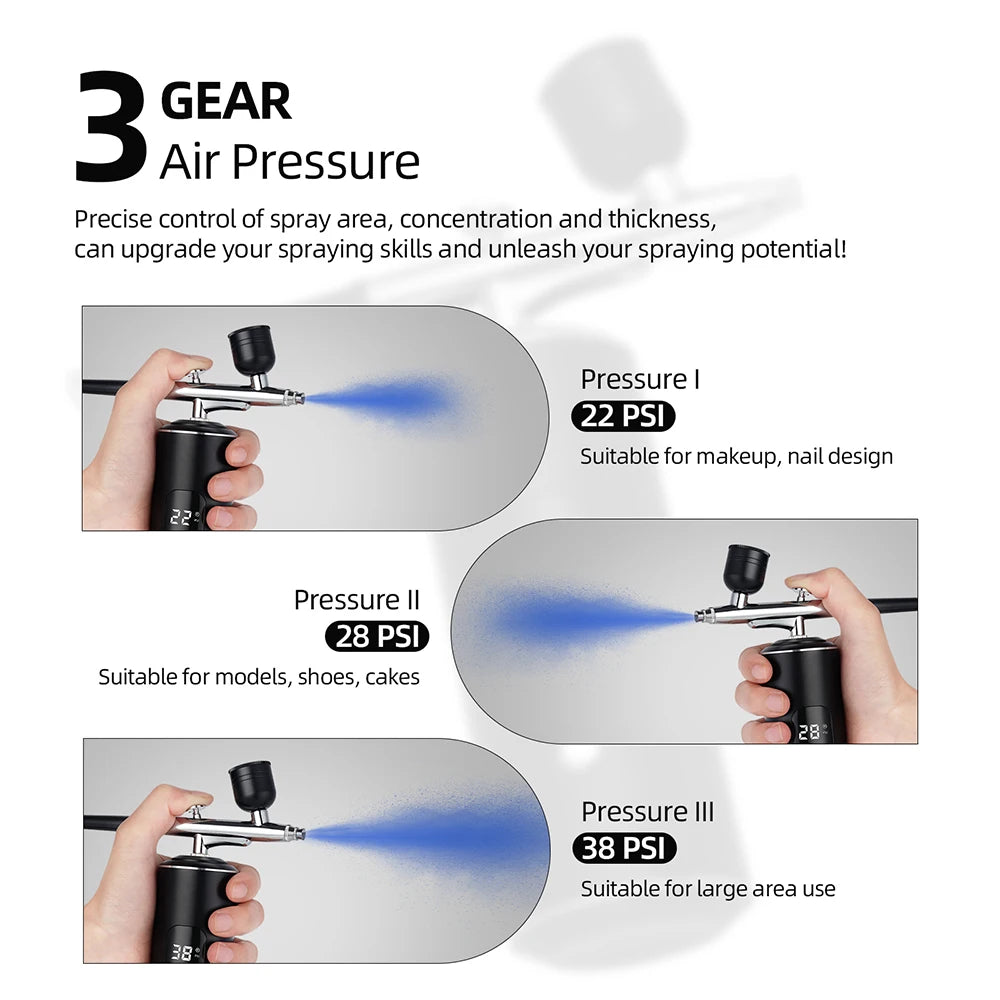 Rechargeable Wireless Airbrush Kit with Compressor Paint Spray Gun for Makeup Nail Art Cake Hair Dye Barber Face Beauty