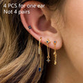 4pcs Korean Stainless Steel Zircon Water Drop Piercing Earrings Set For Women Simple Huggie Square Hoop Earring Fashion Jewelry