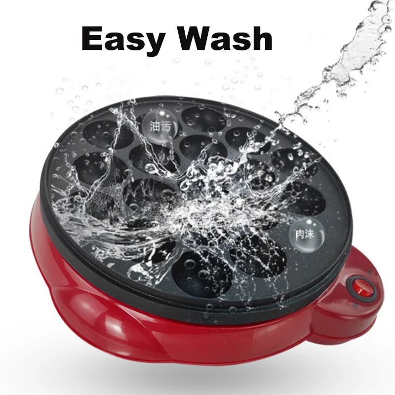 220V 2 in 1 Electric Takoyaki Octopus Ball Baking Machine Steak Maruko Maker Grill Pan Professional Breakfast Cooking Tool