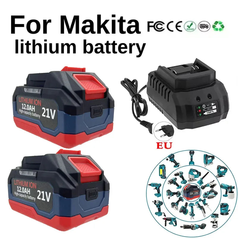 18V 21V 6.0 9.0 12.0Ah Rechargeable Lithium Battery For Makita 18v Power Tools Cordless Wrench Saw Drill Grinder Screwdriver .
