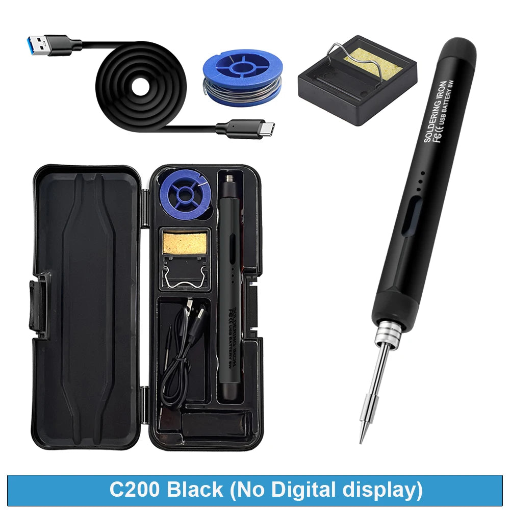 C200 USB Portable Electric Soldering Iron Kit Optional LED digital display Three Adjustable Temperature 300-420℃ Welding tools