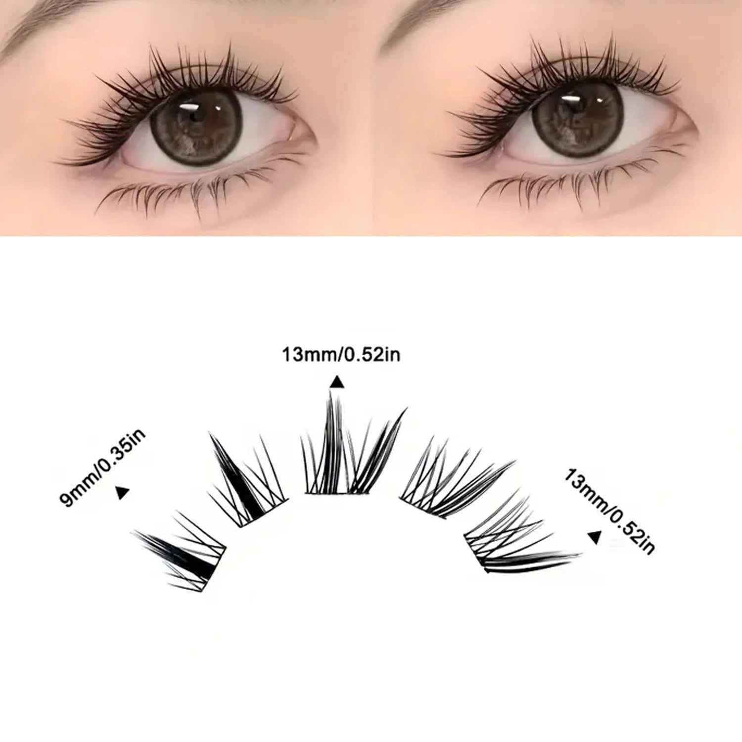 240 Pieces of False Eyelashes, Large Volume, C Curl, Individual Fox Style, Cat Eye, Cosplay Style, Natural and Thick, Single Section, Pure Natural Look, for Home Use, Suitable for Beginners