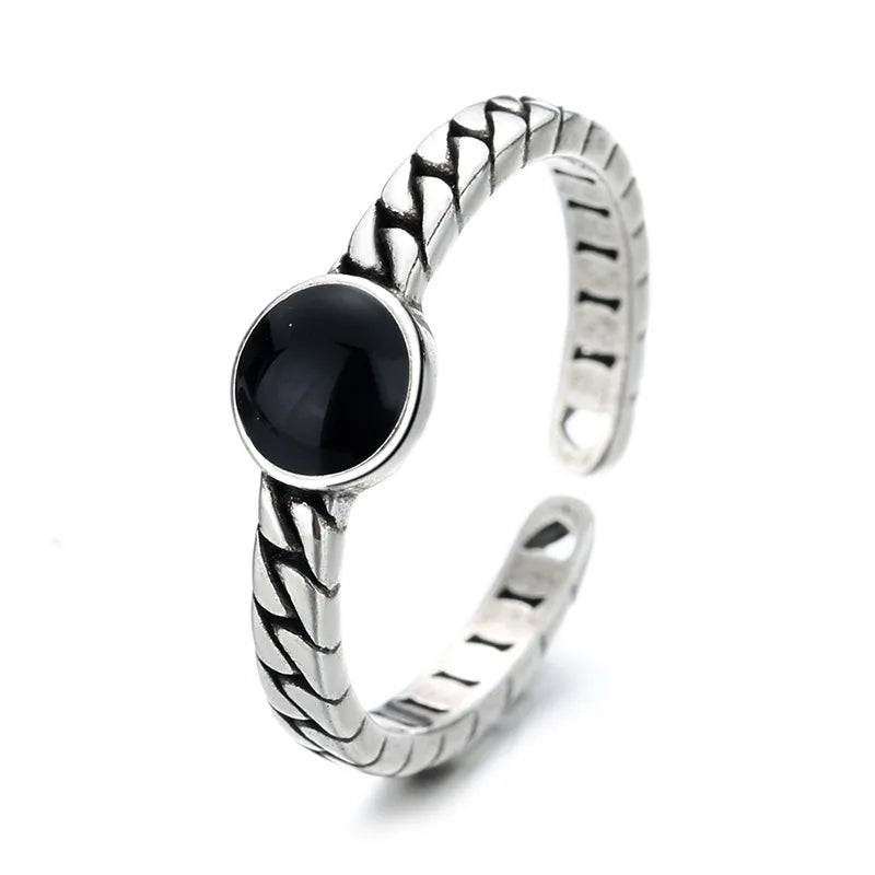 925 Silver Rings for Women Thick Wave Wide Solid Double-layer Punk Trendy Couple Female Party Birthday Gift