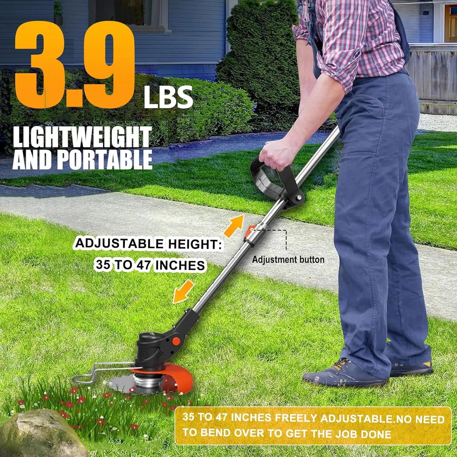 Electric Weed Wacker String Trimmer: 21VCordless Weed Eater and Edger BatteryPowered, 3 in 1 Lawn Tool ,2Batteries anChargerIncl