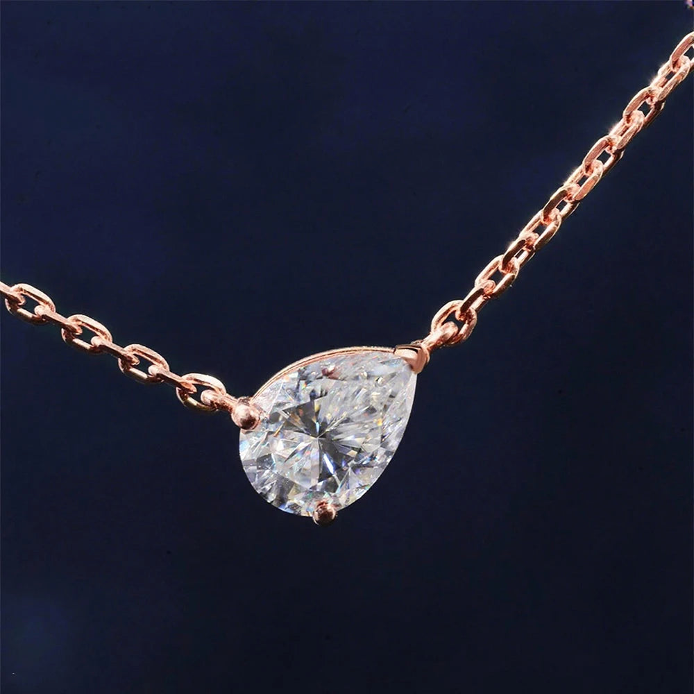 BXINY 1-3CT Pear Cut Moissanite Pendant Necklace S925 Silver East West Solitaire Water Drop Diamond Neck Chain for Women Jewelry