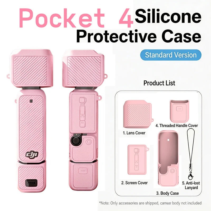 New Silicone Protective Case Set for DJI Pocket 4 Scratch-resistant Shock-resistant Protective Case for Camera Shell Accessories