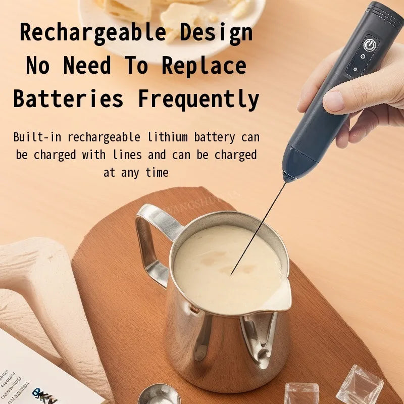Milk Frother Egg Beater Mini Coffee Whisk Mixer Rechargeable Electric Milk Frother Wireless Milk Foamer Maker Handheld Stirrer