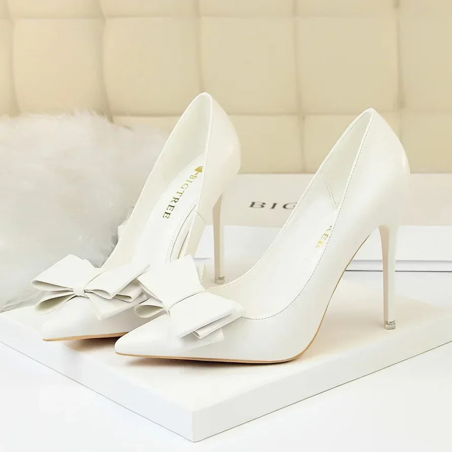 Woman Fashion Career Formal 7.5cm 10.5cm High Heels Colorful Shoes Lady Sweet Blue Yellow Wedding Scarpins Pumps Plus Size 34-43