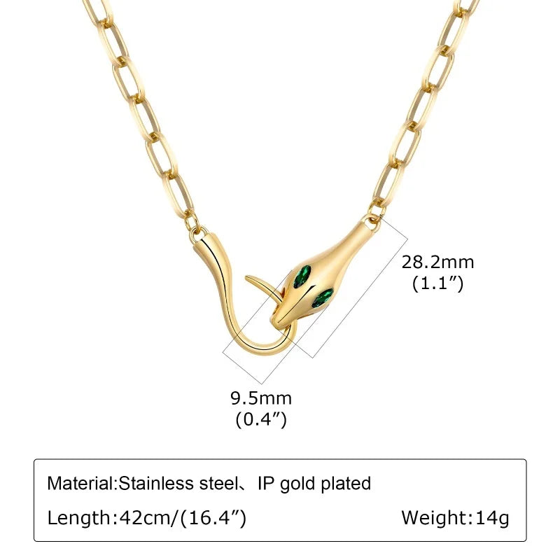 Chunky Gold Plated Link Necklace For Women, Stainless Steel Oval Thick Chain Choker Minimalist Jewelry Trendy Party Jewelry Gift