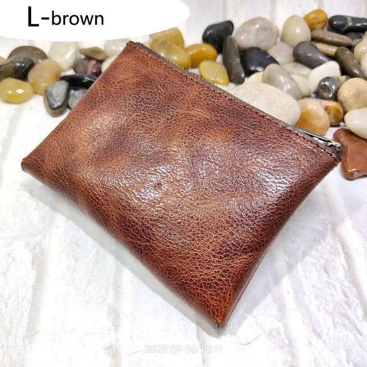 Blongk Zippered Waist Pack Genuine Leather Belt Bag Small Credit Card Holder Mini Car Key Case Pouch Wallet Men Women L1006D-S