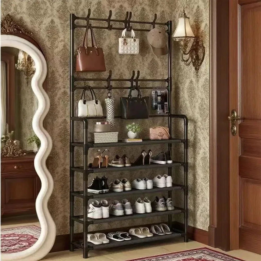 Entryway Shoe Rack Organizer Large Capacity, Multi-Functional Storage Shelf for Shoes Bags Slippers, Home Organization Rack