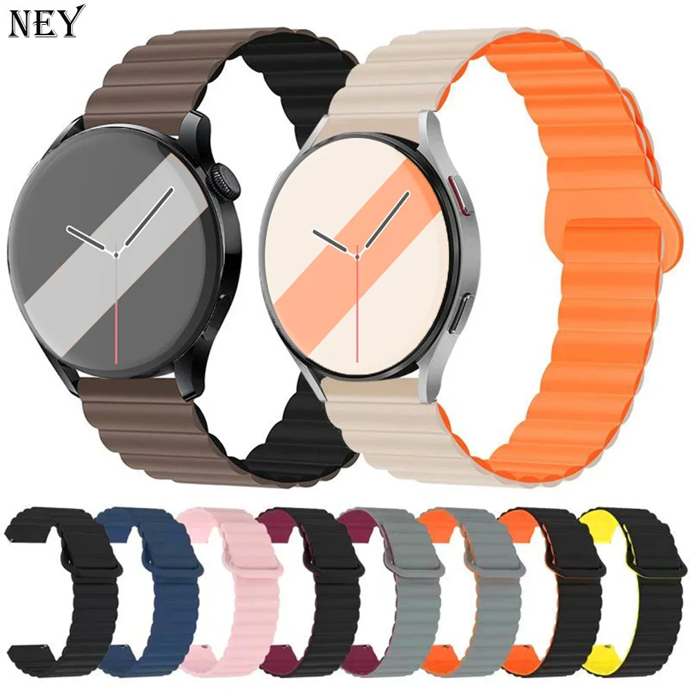 20mm 22mm Magnetic Loop band For Samsung Galaxy watch 6/5 pro/4/Classic/active 2 Silicone link bracelet huawei GT 2-2e 3-4 strap