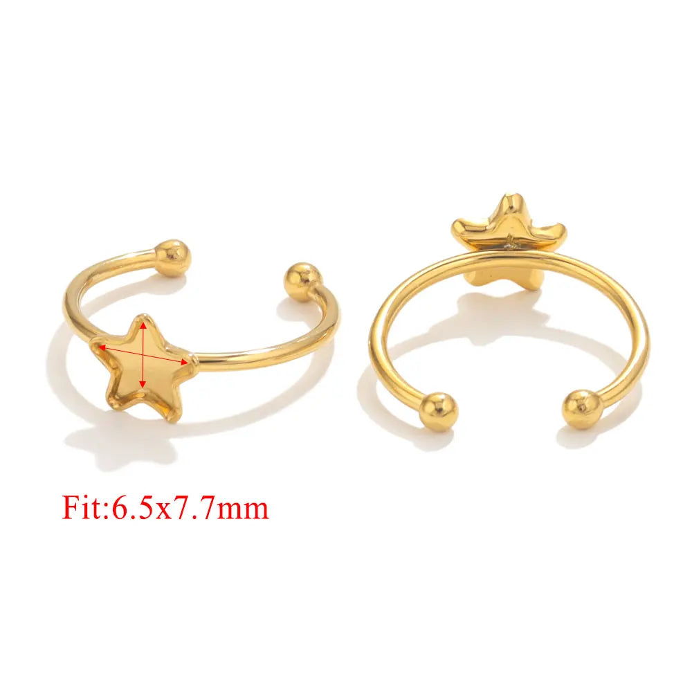 10pcs Adjustable Stainless Steel Open Ring Settings Blank Base Bezel Cabochons Rings For Jewelry Making DIY Finger Ring Blank