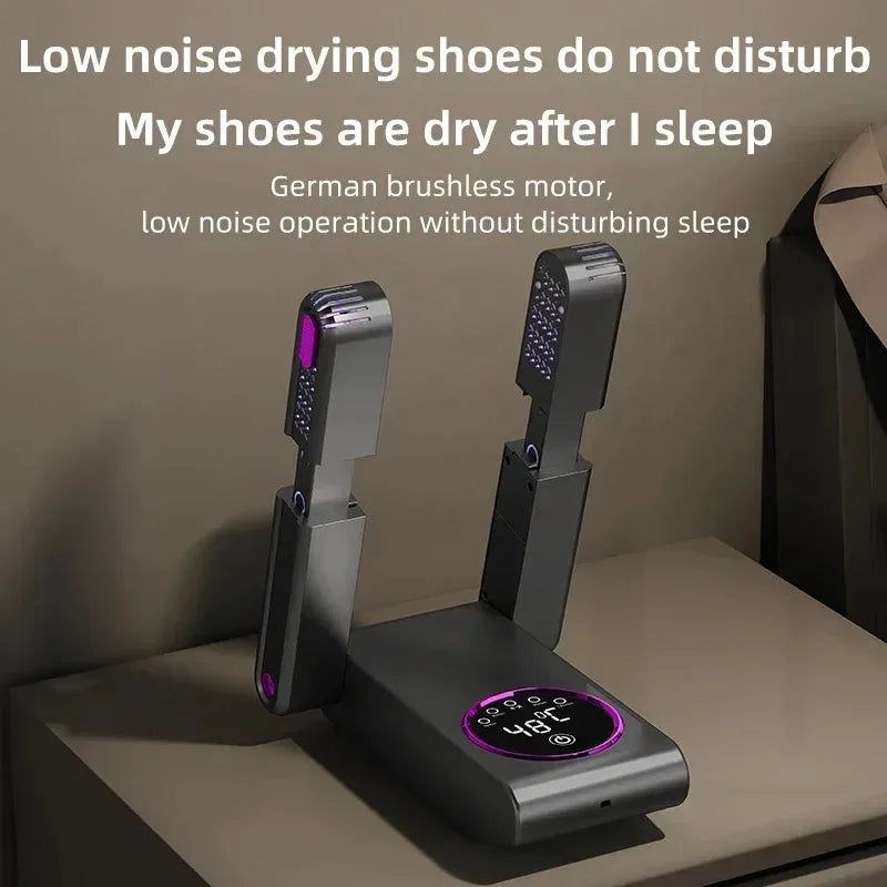 Portable Foldable Electric Shoe and Boot Dryer 180° Folding Design Smart Display Drying Dehumidifier for Shoes Gloves