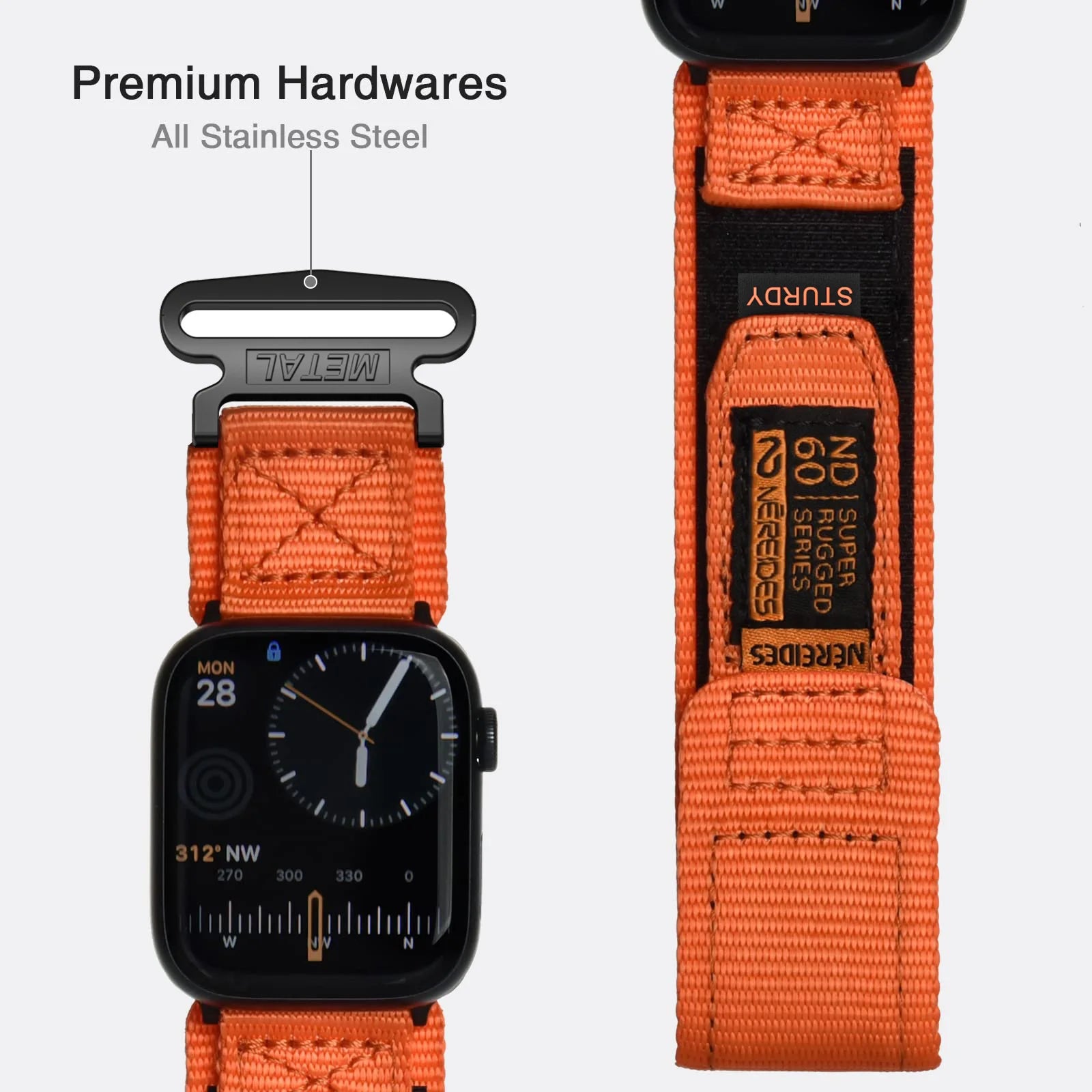 Nylon Woven Band Compatible with Apple Watch Series 9/8/7 6/5/4/SE Ultra 2/3 - Adjustable Strap for 49mm 46mm 42mm 44mm 45mm 40m