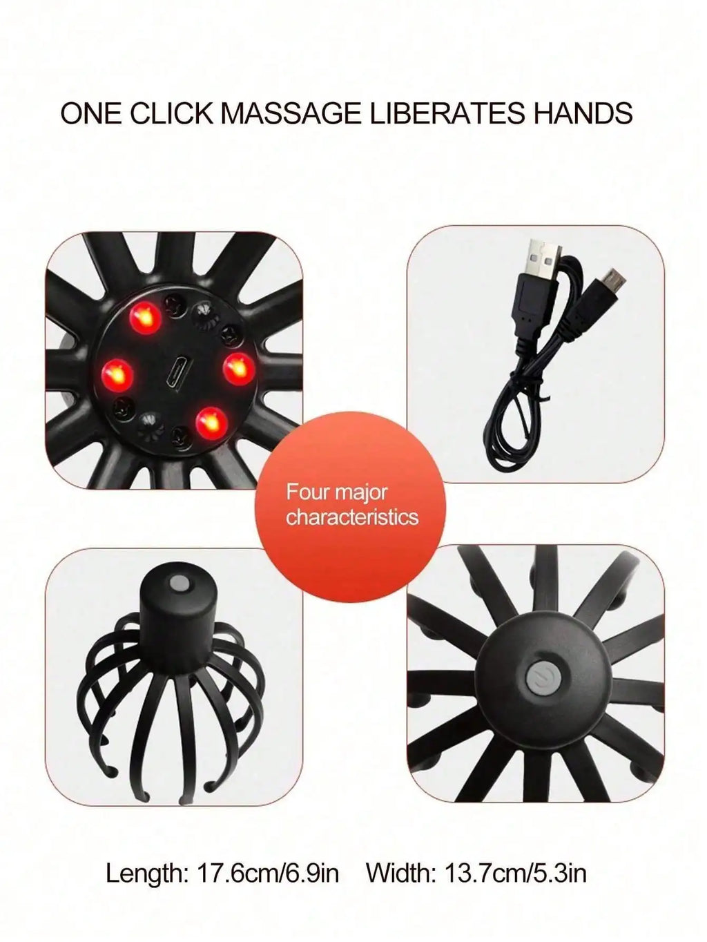 2026 Intelligent Electric Octopus Head MassagerHead Scratching Meridian Dredging, Scalp Massage And Relaxation Tool Rechargeable