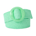 Beltox Women Straw Woven Elastic Wide Belt Solid Color with Matching Plastic Buckle