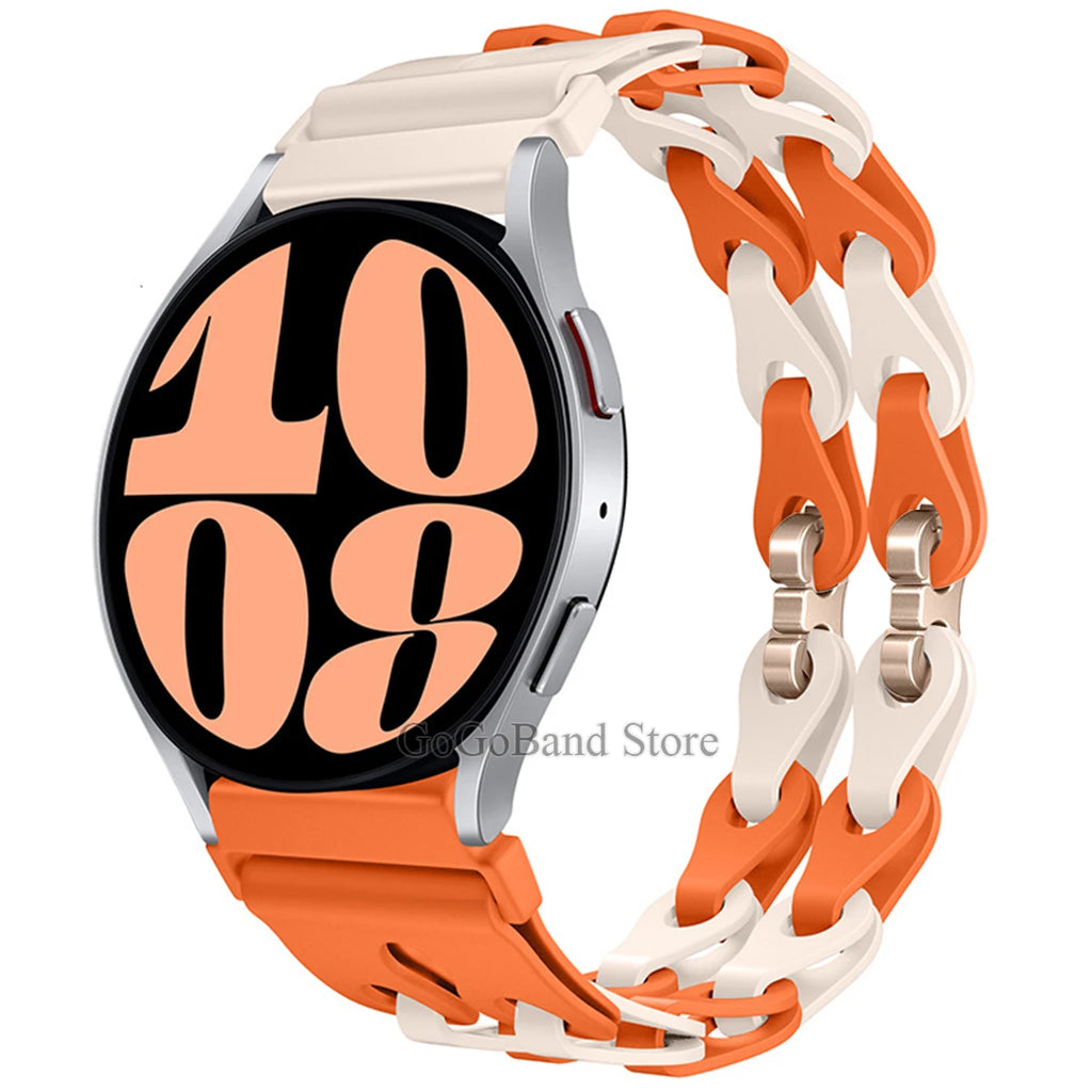 22mm 20mm Chain Strap for Samsung Galaxy Watch 7 6 5 4 6Classic Silicone Band for Huawei GT4 3Pro for Amazfit GTR 4/GTS Bracelet
