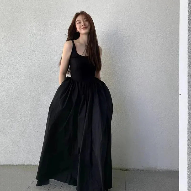 Black Strapless Long Dress Women Fashion Slim Sleeveless O-Neck High Waist Dresses Female 2026 Spring Summer new  Party Vestidos