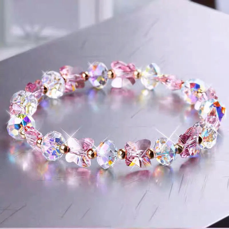 Butterfly Charm Crystal Stretch Beaded Bracelets Elastic Rope Women Temperament Bracelet&Bangles Charms Bohemian Jewelry