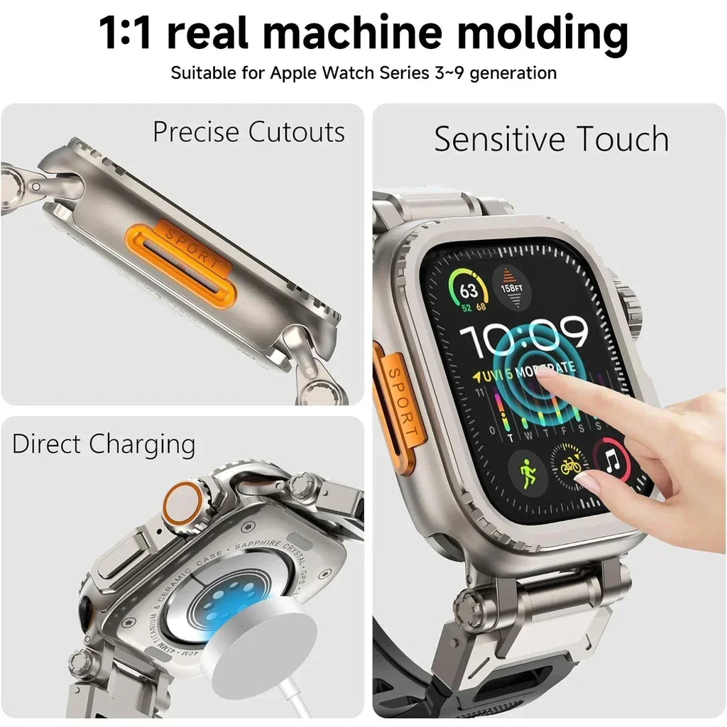 45MM 44MM Metal Watch Case For Apple Watch Series 9 8 7 5 6 4 SE 45mm Sport Change To Ultra Protection Bumper Cover