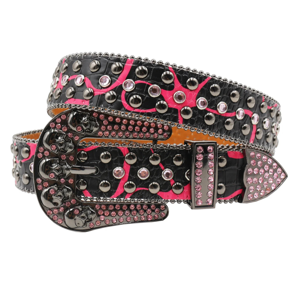 Hot Rhinestone Belts Studded Skull Lether Belts for Women Luxury Designer Brand Strap For Jeans Suppliers White Black