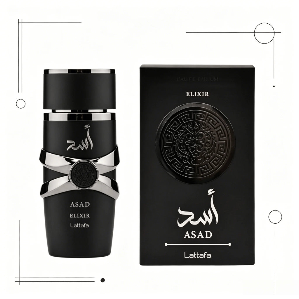 YARA LATTAFA Asad Elixir Eau De Parfum 100ML With Original Gift Box Long Lasting Intense Woody Oriental Fragrance Men Perfume Matte Black Silver Luxury Embossed Bottle Masculine Scent Business Holiday Gift for Him