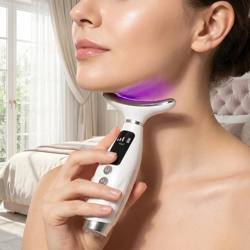 7 Colors LED Photon Therapy Face Neck Beauty Device 7 Modes 3 Levels Vibration Massage Skin Lifting Anti Wrinkle Machine Home Us