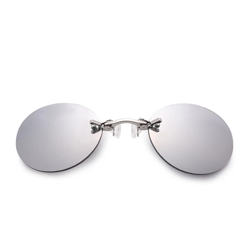 1PC Clip On Nose Glasses Round Rimless Matrix Morpheus Sunglasses Mini Frameless Vintage Men Eyeglasses UV400 Goggles