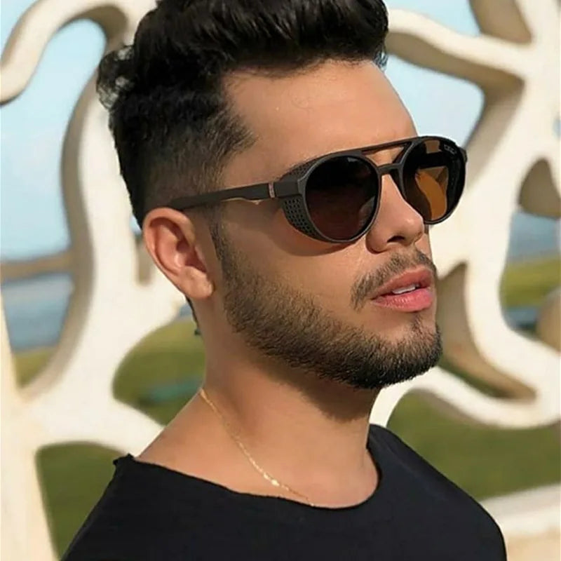 1/2PCS Classic Gothic Steampunk Sunglasses Men Women Brand Designer Shades Retro Round Driving Sun Glasses UV400