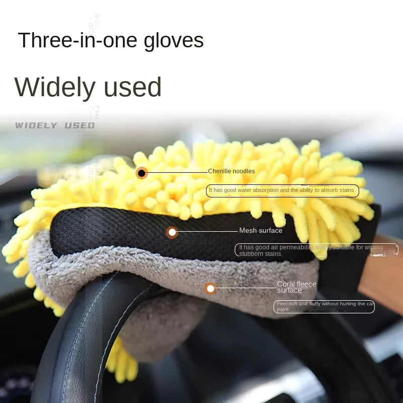 Soft Anti-scratch Car Wash Glove Coral Mitt Multifunction Thick Cleaning Wax Detailing Brush for Car