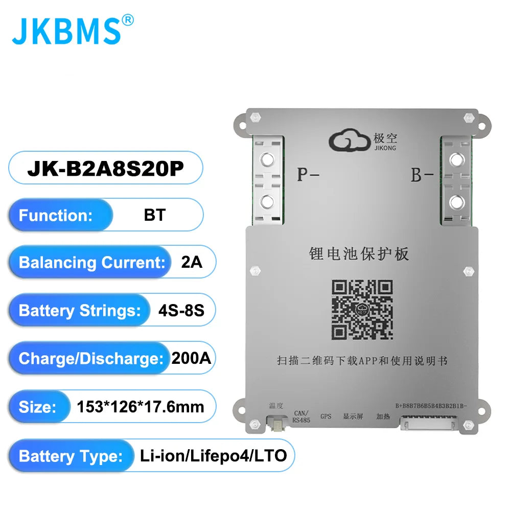 JKBMS JIKONG SMART BMS 4S 5S 6S 7S 8S 12V 24V BATTERY WITH 2A ACTIVE BALANCE HEAT FUNCTION ON SALE