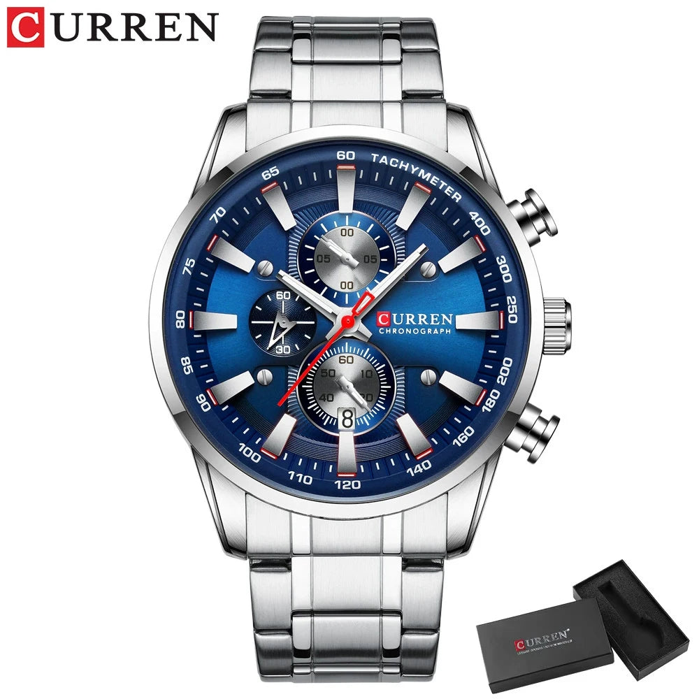 Men six-pin multifunctional quartz watch Waterproof round calendar wristwatch Sport Waterproof Wrist Chronograph Date Watches