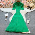 YuooMuoo Brand Fashion Elegant Patchwork Knitted Long Dress Spring Summer Women Luxury Shirt Sweater Dress Lady Party Vestido