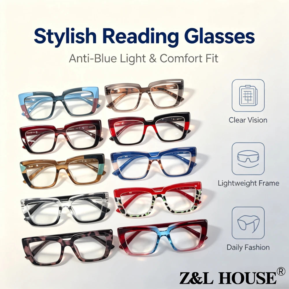 Random Color 7 Pack Reading Glasses Flexible Frame Comfort Eyeglasses Classic Readers for Women Men Everyday Life