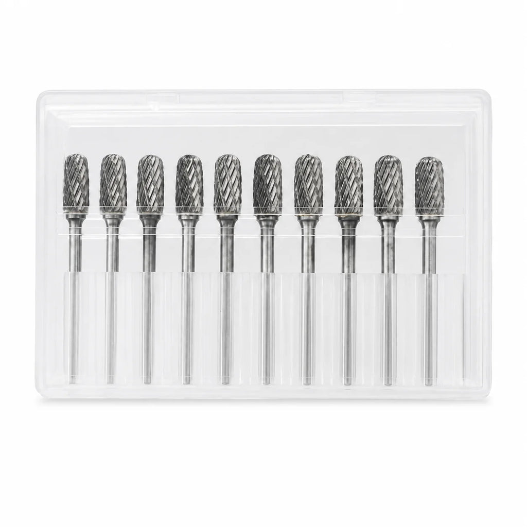 Tungsten Carbide Rotary Burr Grinding Head Ball Nose Cylinder Shank Metal Grinding Tool for Polishing Deburring and Shaping Jobs