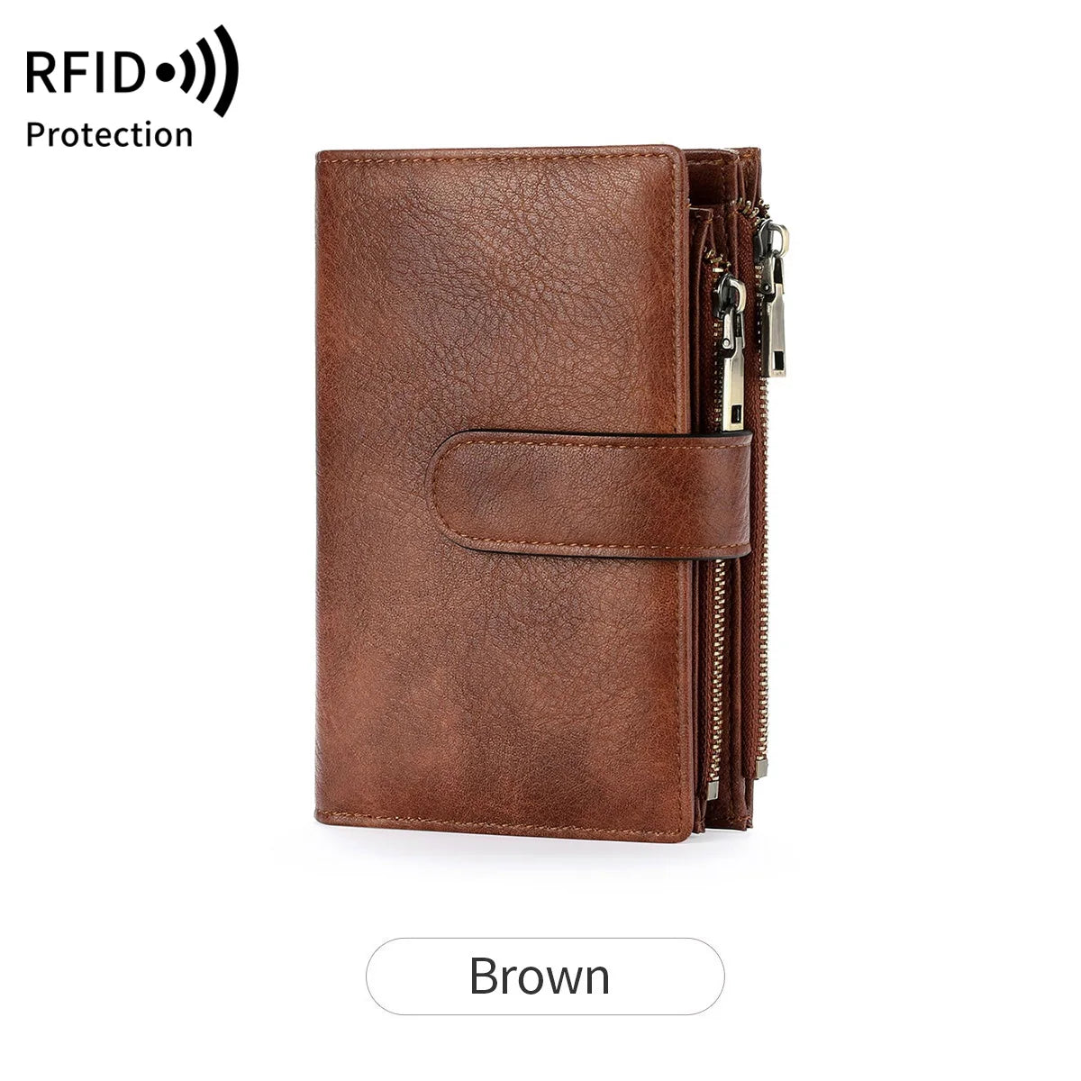 Fashion Women Wallet Vintage Folding Strap Double Zipper Pocket Short Card Holder High Quality LuxuryPortable Clutch Card Holder