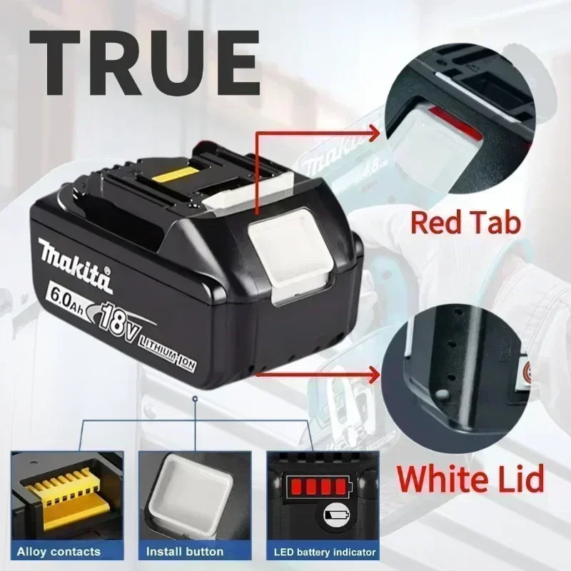 💣💣100% Genuine 18V Makita 6.0Ah Makita Battery BL1840 BL1830B BL1850B BL1850 BL1860 BL1815 Replacement Lithium Battery