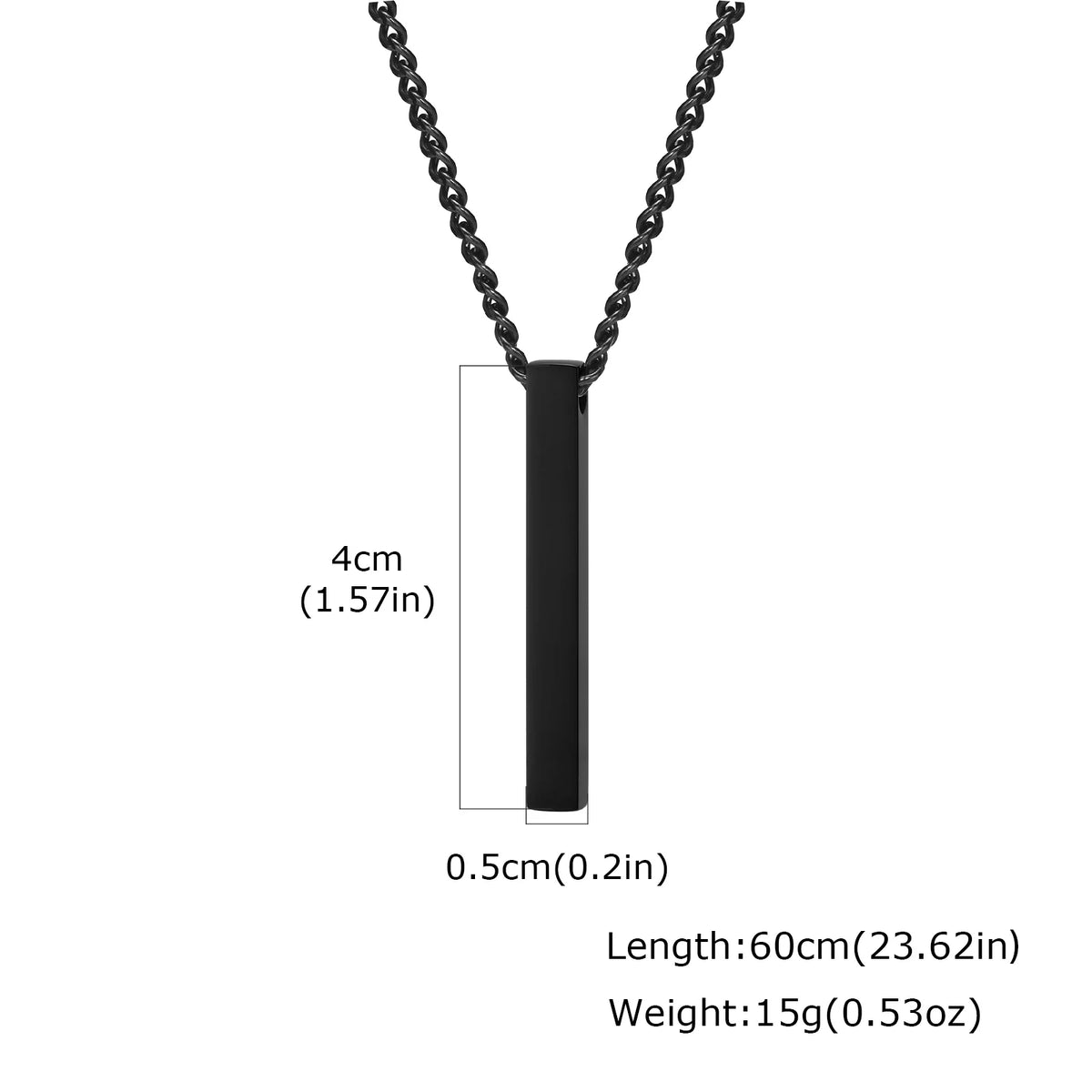 Waterproof Pillar Necklaces for Men Women,Stainless Steel Rectangle Vertical Bar Pendant Necklace,Simple Casual Collar Gifts