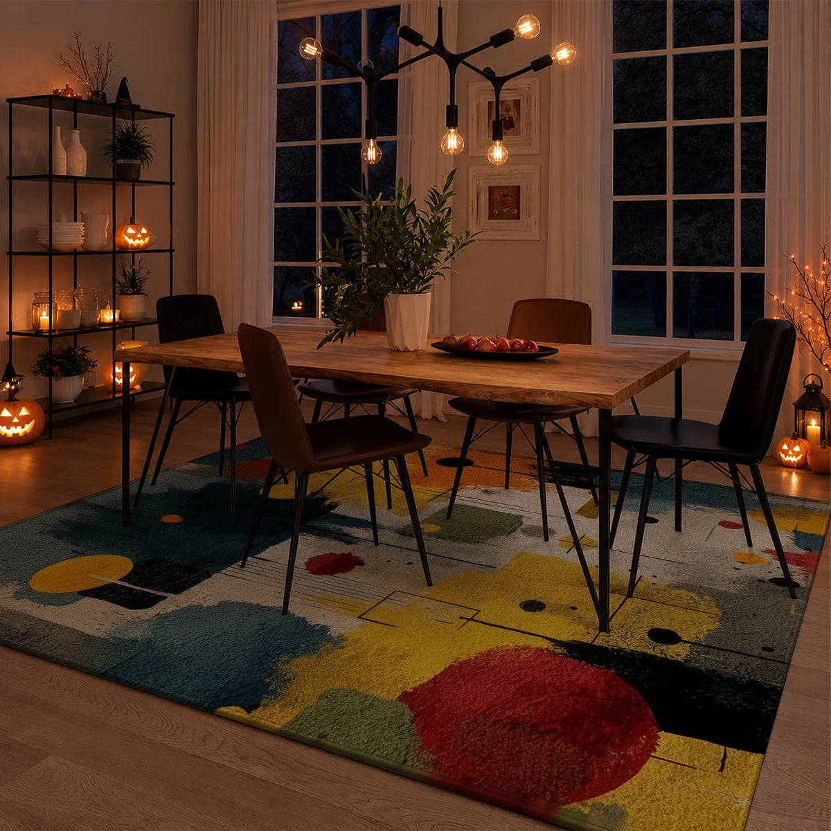 Colorful Abstract Geometric Area Rug – Six Sizes
