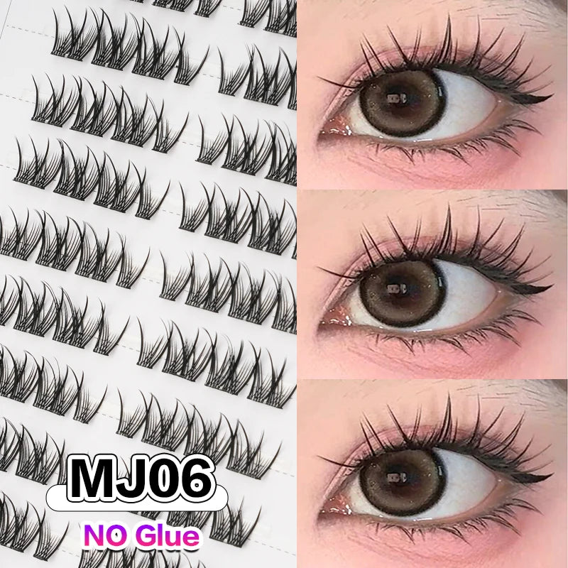DIY 100 Cluster Self Adhesive Eyelashes Natural Long Fake Eyelash Extension NO Glue Needed Individual Lashes Makeup Tools Cils