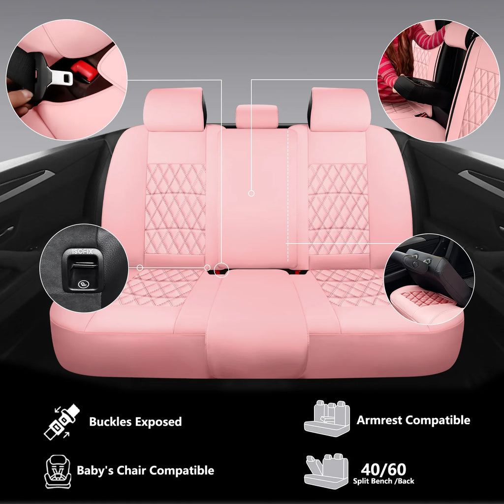 C03-pink Five-Seat Car Seat Covers Universal Full Surround Car Seat Covers Fits 95% of Vehicle Models Car Accessories Driver's seat cover or passenger seat cover all season universal pad
