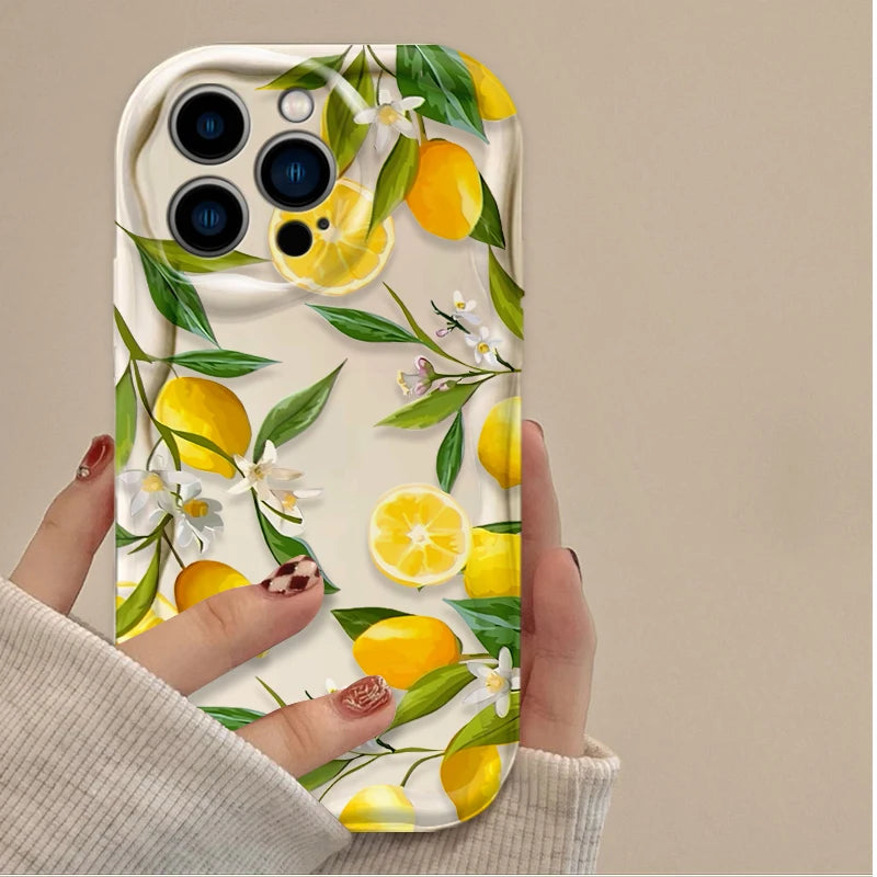 Summer Fruit Lemon Flower 3D Clear Case For iPhone 18 17 16 16E 15 14 13 12 11 Pro Max X XS XR 17 Air Silicone Cover