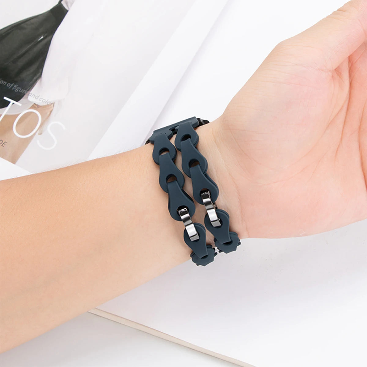 22mm 20mm Chain Strap for Samsung Galaxy Watch 7 6 5 4 6Classic Silicone Band for Huawei GT4 3Pro for Amazfit GTR 4/GTS Bracelet