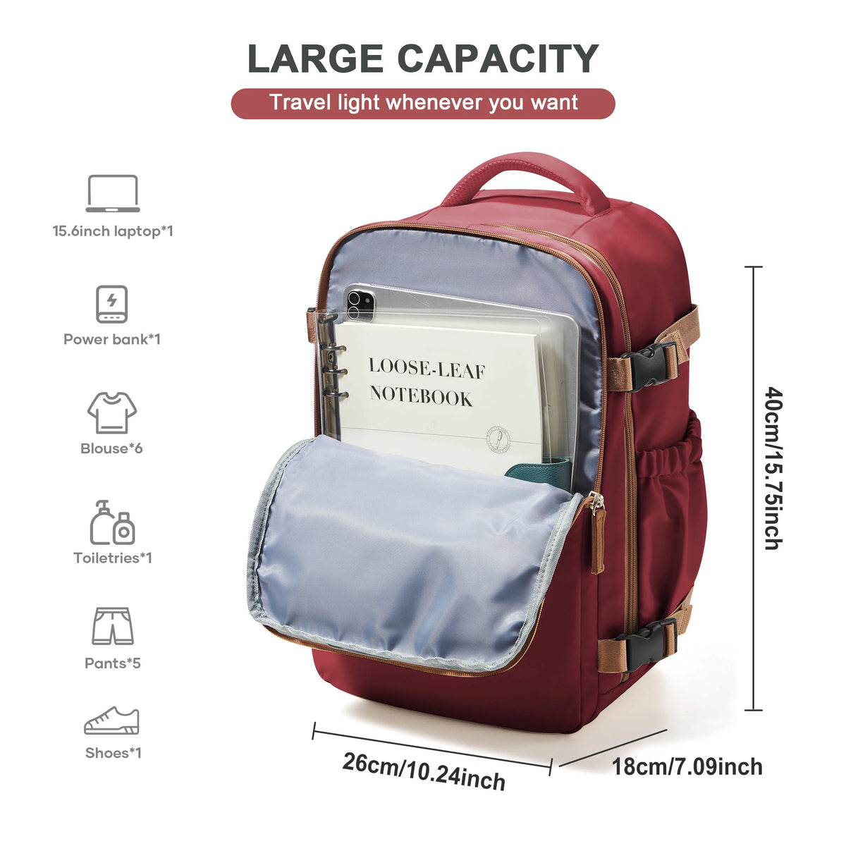 Travel Backpack Cabin Bag 40x26x18 Wizzair Carry-Ons, Aeroplane Men Women 15.6 inch Laptop Backpack, Waterproof Casual Bussiness