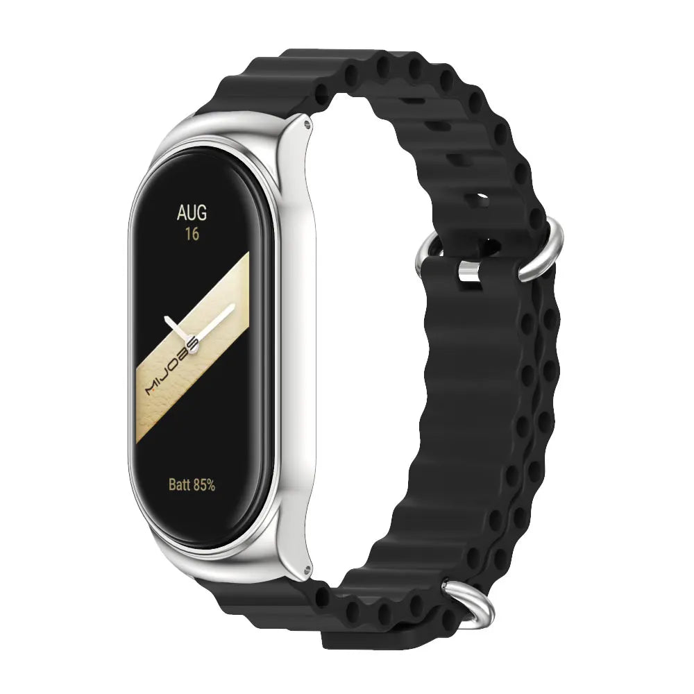 For Mi Band 10 9 8 7 6 5 Strap Silicone Wristband for Mi Band 9 Leather Strap For Mi band 8 Bracelet MiBand Metal Wristbands