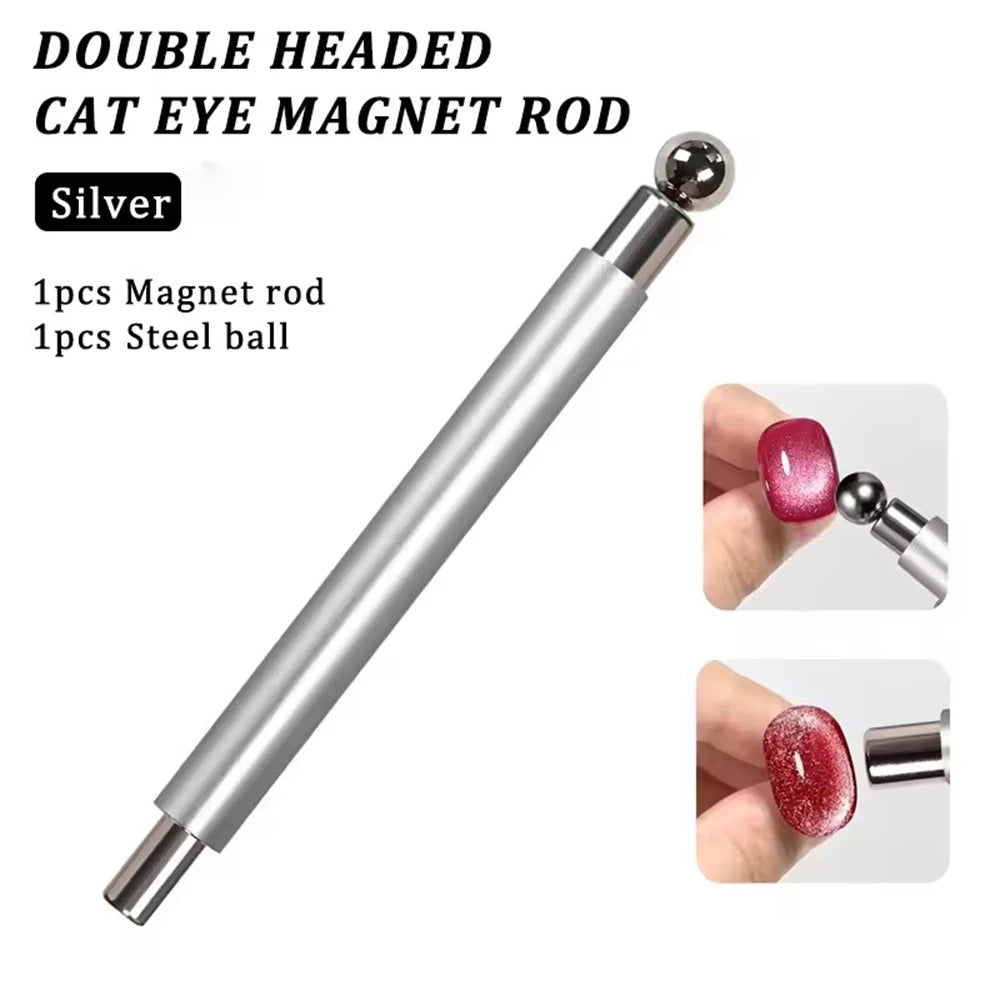 1/2Pcs Nail Cat Eye Magnetic Ball With Nail Magnetic Stick Tool Set Double-head Strong Magnet Pen 3D Cat Eye Gel Nail Supplies