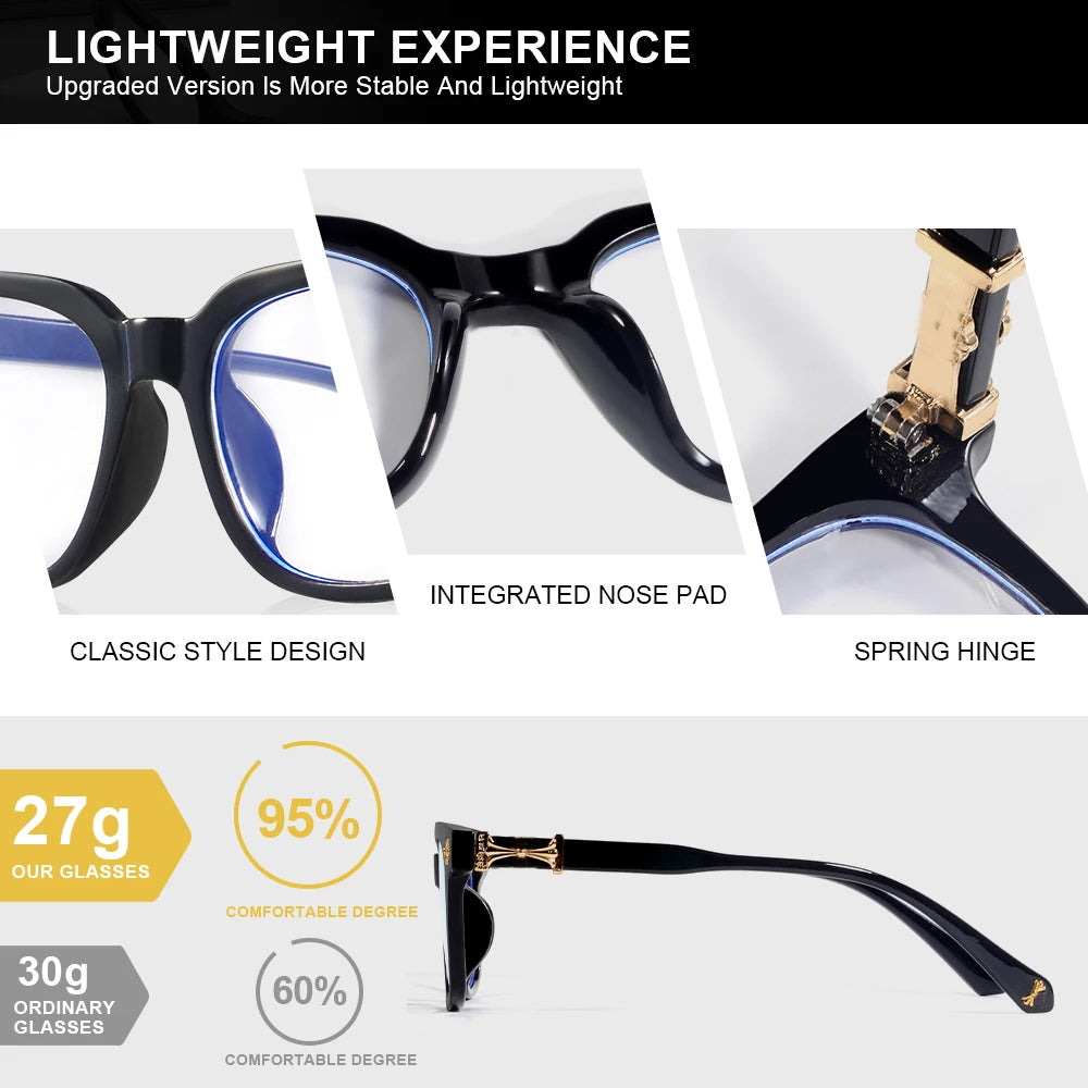 CRIXALIS 2PCS Classic Square Anti Blue Light Glasses Men Reading Books Glasses Women Prescription Eyewear Computer Eyeglasses