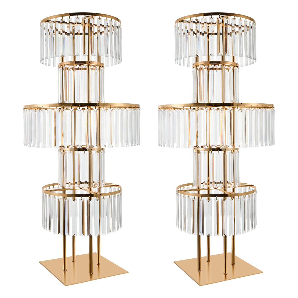 2PCS 5-tier Crystal Flower Stand Wedding Centerpieces Crystal Vases Premium Display Shelf for Party Table Decor Gold/Silver